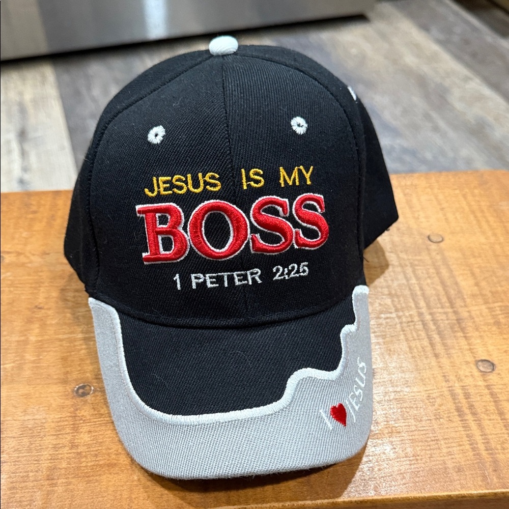 Black and Gray 'Jesus is My Boss' Cap